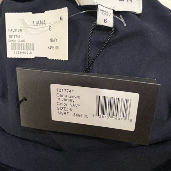 Halston Heritage One Shoulder Navy Jersey Gown - Picture 9 of 9